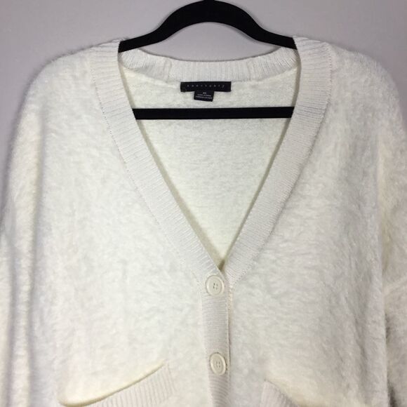 Sanctuary Off White Fluffy Clean Girl Minimalist Cozycore Oversized Cardigan XS - Picture 2 of 8
